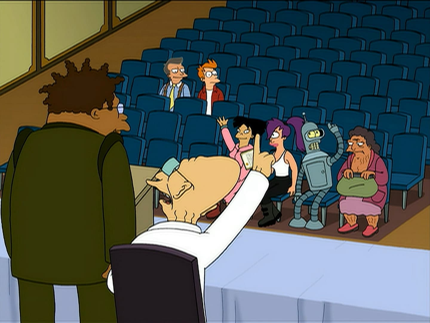 Scene where Amy,Leela, Bender,Hermes and Professor votes
