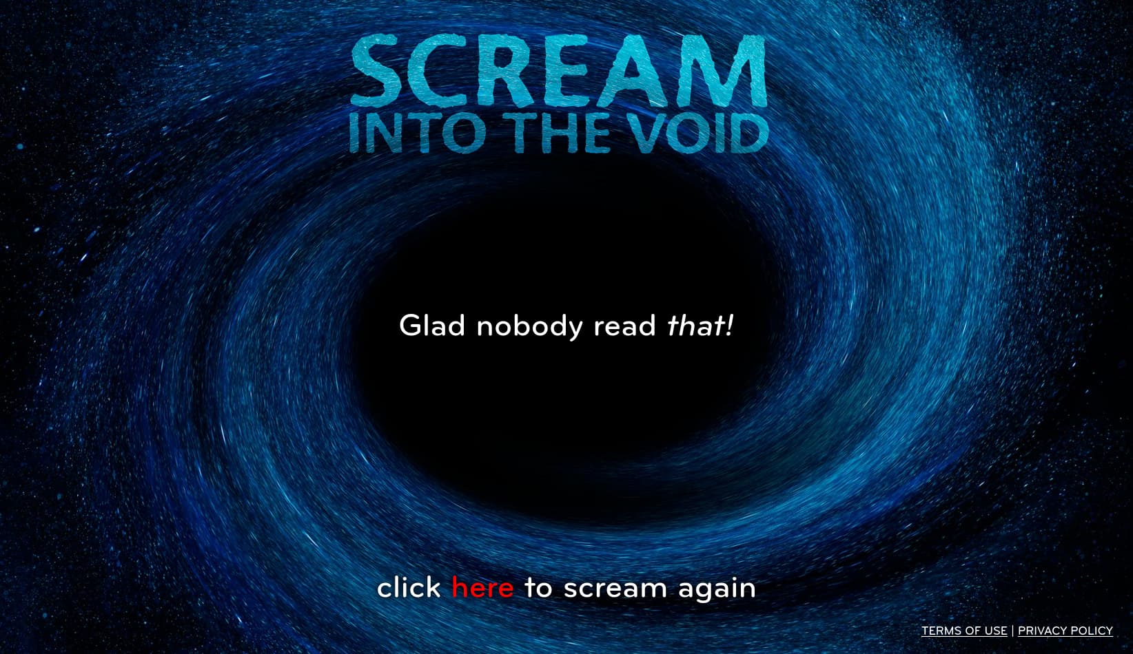 Screenshot of screamintothevoid.com